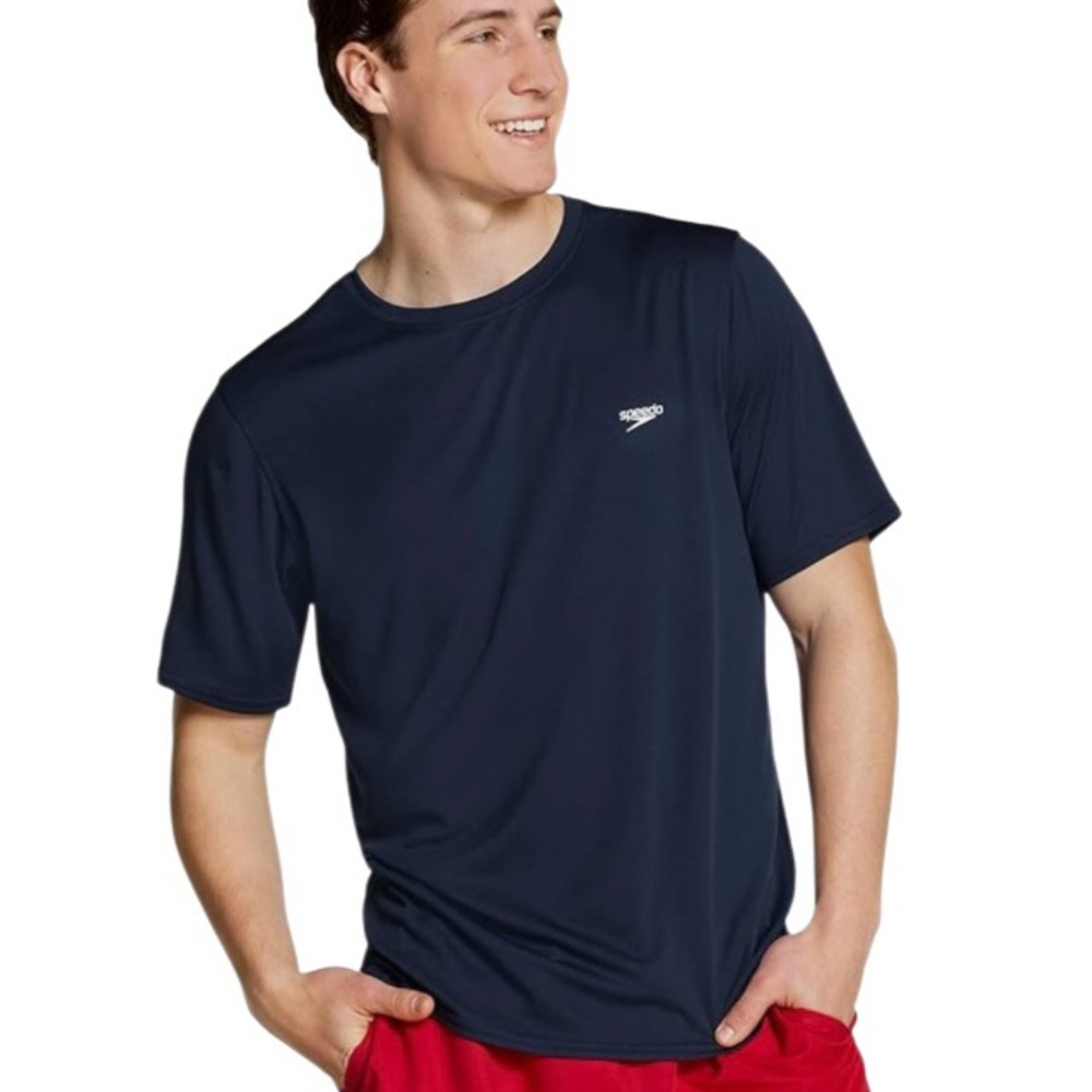 Speedo Men's‎ UV Swim Shirt
Basic Easy Short Sleeve Regular
Fit Navy Blue Sz XL